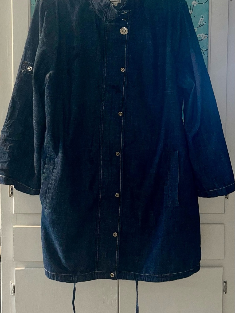 Ami Dark Blue Denim Jacket with Drawstring Hem